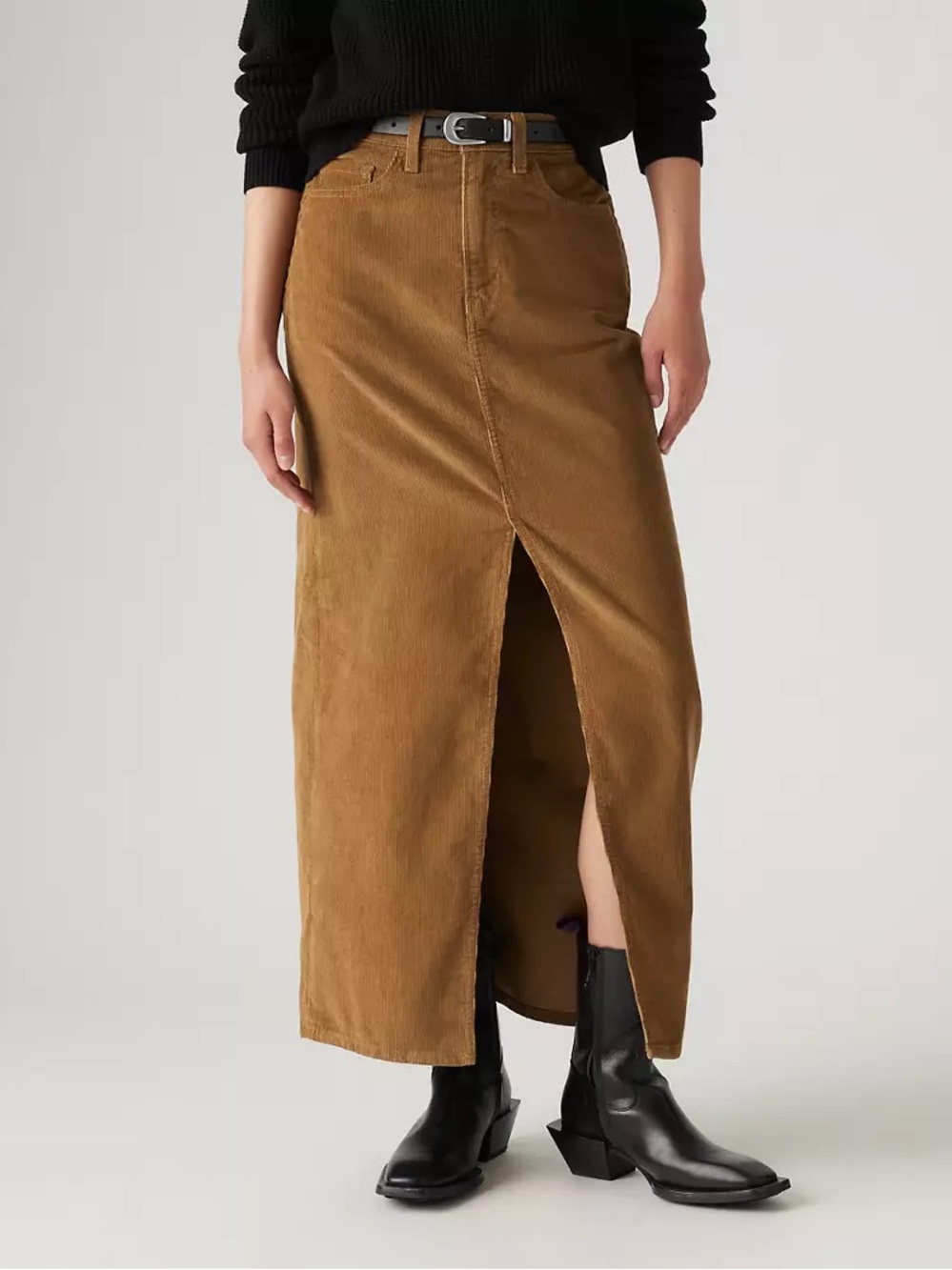 Levi's Brown Corduroy Maxi Skirt with Front Slit